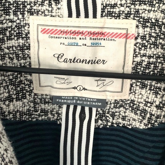Anthropologie Cartonnier Lake House Tweed Black White Blazer Jacket - Picture 5 of 6
